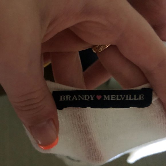 Brandy Melville "Bonjour" Black/White Ringer Tee - Picture 3 of 3